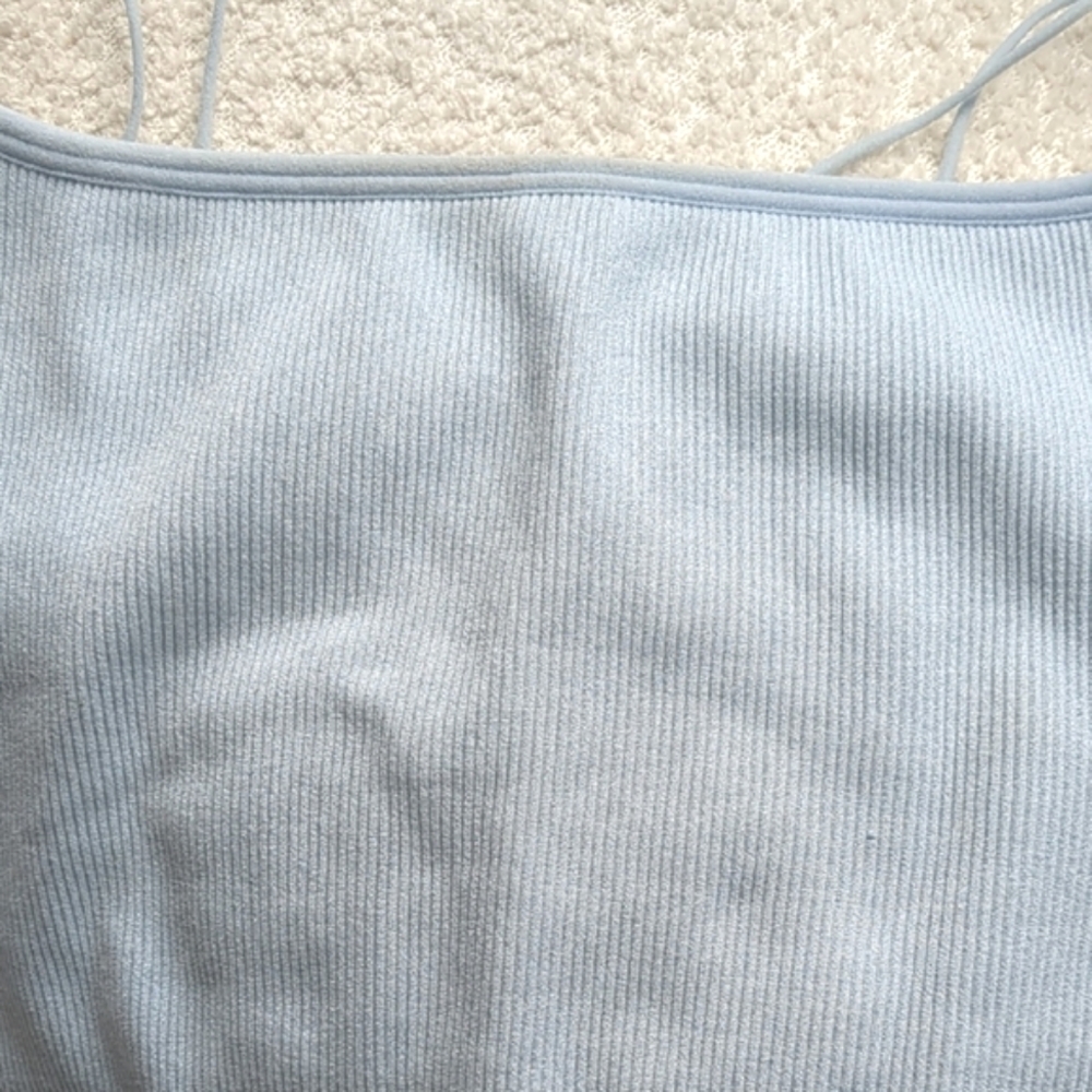Light Blue Ribbed Crop Top - Picture 9 of 12